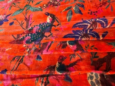 Tapicería hippie de terciopelo indio suave para hacer vestidos tela estampado de pájaros por yarda artes Foto 1 de 4