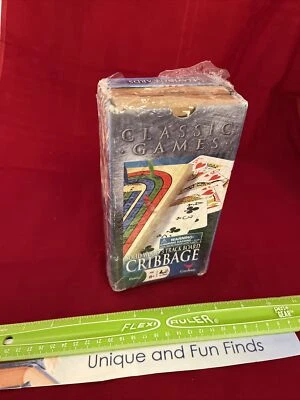 Cardinal Solid Wood 3-Track Cribbage Set Folding Board w/Cards & Pegs Complete - Image 1 of 2