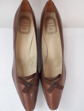1960's Souliers Christian Dior Bow Brown Leather Pumps Shoes Excellent 8 8.5 9