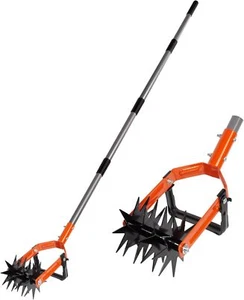 Rotary Cultivator Tool, Adjustable Garden Hand Tiller with Stainless Steel Pole - Picture 1 of 7