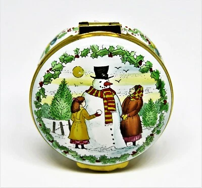 CAJA ESMALTADA ARRUGAS - HARRODS NAVIDAD 1987 - ESCENA VICTORIANA - NIÑAS Y MUÑECO DE NIEVE Foto 1 de 4