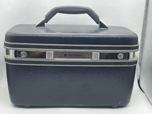 Vintage Samsonite Profile II Blue Train Case Cosmetic Carry-On Key & Tray Clean - Picture 1 of 5