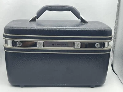 Vintage Samsonite Profile II Blue Train Case Cosmetic Carry-On Key & Tray Clean - Image 1 of 4