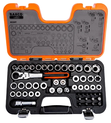 Bahco S530T 53 Pce Pass-Through / Go Thru Multi Drive Metric Ratchet Socket Set - Image 1 of 4