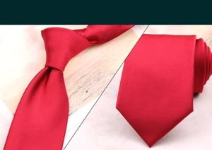 Neue klassische einfarbige rote JACQUARD GEWEBTE 100 % Seide Herren Krawatte Krawatte - Bild 1 von 1