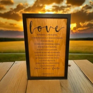 Love Is Kind Hanging Wood Plaque Anniversary, Wedding Gift - Picture 1 of 2