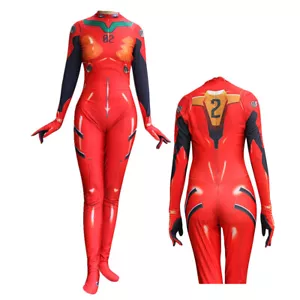 Anime Cosplay Asuka Langley Soryu Women's Bodysuit Halloween Costume Jumpsuit - Picture 1 of 16
