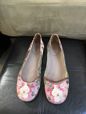 GUCCI Mujer Supreme Bloom Bayadera Ballet Plano Talla 36 1/2 / EE. UU. 6,5. Leer por favor Foto 1 de 4