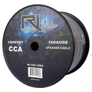 16 Gauge Speaker Wire CCA Car Audio Home Theater 1000 Ft Spool Flexible RI Audio - Picture 1 of 6