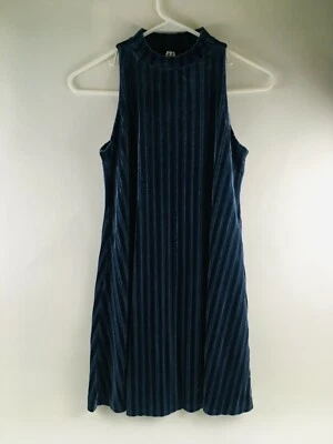 Vestido de terciopelo Mudd para mujer talla XS azul marino sin mangas a rayas hasta la rodilla Foto 1 de 4