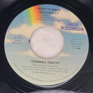Conway Twitty Don't It Make You Lonely / I Don't Love You 45 RPM Vinyl 1993 MCA - Picture 1 of 5