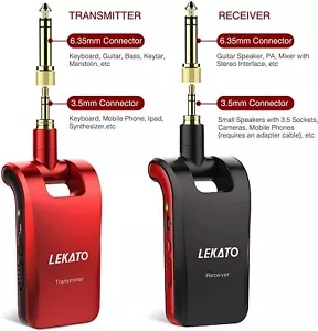 LEKATO Wireless Dual Track Stereo Guitar Transmitter & Receiver 6 Channels 100ft - Picture 1 of 9