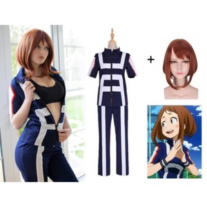 My Hero Academia Ochaco Uraraka Sport Gym Uniform + Wigs Cosplay Costume Set