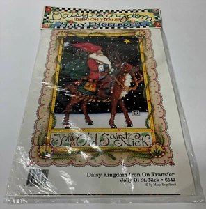 1990 Mary Engelbreit JOLLY OL ST. NICK Iron-On TRANSFER Santa Daisy Kingdom NEW - Picture 1 of 1