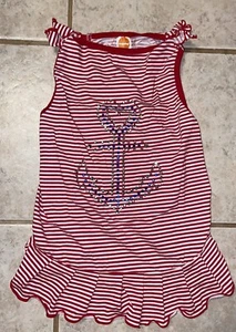 DOG DRESS NAUTICAL THEME RED &WHITE W/RHINESTONE ANCHOR SIZE XL - Picture 1 of 5