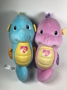 Fisher Price Plush Ocean Wonders Soothe Glow Seahorse Pair Pink Blue Works 11” - Picture 1 of 13