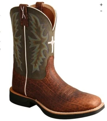 New Men's Twisted X® Men's 11" Tech X All Leather  Brown & Green Boots MXW0004 - Image 1 of 4