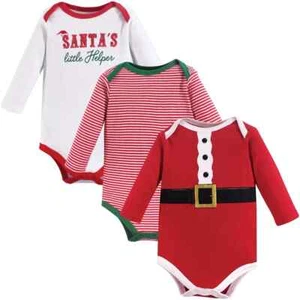 Little Treasure Baby Boy Cotton Long-Sleeve Bodysuits 3pk, Santas Helper - Picture 1 of 1