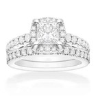 Sterlingsilber 925 CZ Prinzessin Schnitt Heiligenschein Verlobungsring Hochzeitsband Set 5-10 