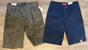 Boys Shorts - Arizona Navy Chino Sz 12 & GAP Kids Dark Green Cargo Sz 10 - NWT - Picture 1 of 2