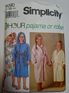 Pajamas Nightshirt Robe Girls Boys 5 6 6X Simplicity 8090 Sewing Pattern 3 Hour - Picture 1 of 7