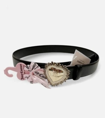 NUEVO Cinturón Juicy Couture Talla M/L Nuevo En Caja Negro Con Hebilla Corazón Foto 1 de 4