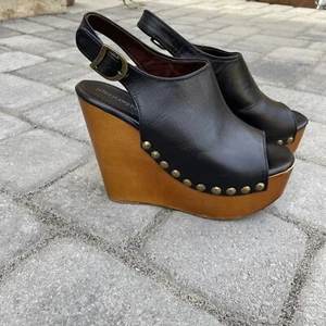 Jeffrey Campbell "Woodies" Peep Toe Platform Wedge Heels - Size 9.5 - Picture 1 of 12