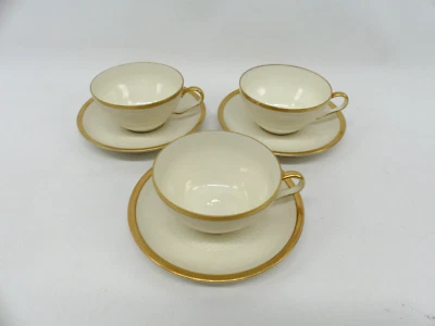 Thomas Ivory Porzellan 3x Teetasse mit Untertasse Elfenbein Goldrand - Bild 1 von 4