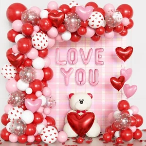 167Pcs Valentines Day Balloons Garland Arch Kit, Pink Red White Confetti Heart B - Picture 1 of 7