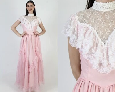 Vestido Victoriano De Colección Gunne Sax Jessica McClintock Eduardiano Barbiecore Vestido 9 Foto 1 de 4