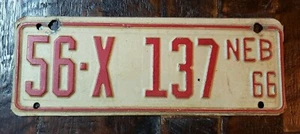1966 Nebraska Anhänger Kennzeichen 56 - x 137.  Originallack.   Kostenloser Versand - Bild 1 von 3
