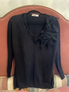 Valintino Sweater Black Merino Wool And Cashmere Size Small To Medium - Picture 1 of 12