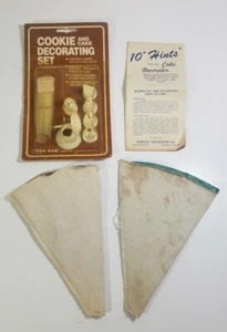 Vintage Set Of 2 Bonley Product Co Icing Bags And NIB 1980 Fox Run Icing Tip Set - Picture 1 of 12