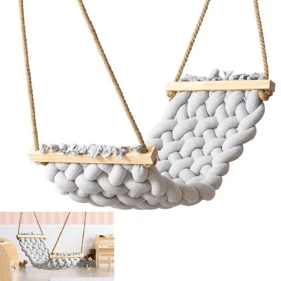 Hängematte Hängeschaukel 125x61 cm Deckenschaukel Hammock für Kinderzimmer Grau - Bild 1 von 4