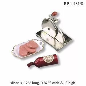 Miniatura casa delle bambole scala 1:12 - porcellana Reutter, affettatrice carne a mano e carne - Foto 1 di 1
