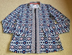 Damen Badeoberteil - Tommy Bahama - marine/weiß "Island Cays Ikat Full Zip Rash Guard" - M - Bild 1 von 4