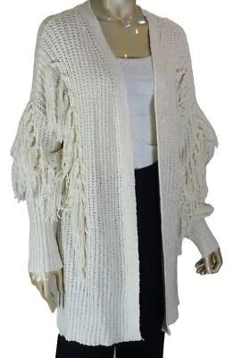 GOOD HART por MATILDA JANE~A+~ CÁRDIGAN ABIERTO CON FLECOS MEZCLA ALGODÓN MARFIL XL Foto 1 de 4