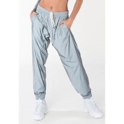 Pantalón Paracaídas French Connection FCUK Mujer 90 Gris Reflectante Nuevo con Etiquetas Talla XS Foto 1 de 4