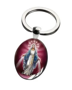 Porte-clés, bijou de sac cabochon ovale vierge Marie lumière divine. - Imagen 1 de 4