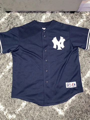 VINTAGE Majestic New York Yankees Alex Rodriguez Jersey size XL BLUE WHITE Cover