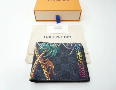 AUTHENTIC LOUIS VUITTON DAMIER COBALT JUNGLE MONKEY MULTIPLE WALLET CARD HOLDER  - Image 1 of 4