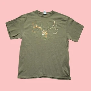 Y2K Wild Hunter Nature Grunge Festival Large Hunting Deer Hornes Graphic Tee XL - Picture 1 of 5