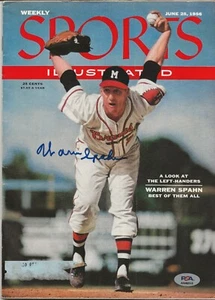 Warren Spahn Milwaukee Braves Autograph Signed June 1956 Sports Illustrated PSA - Picture 1 of 4