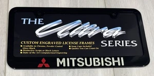 MITSUBISHI License Plate Frame Stainless Steel Glossy Black Ultra Series - Picture 1 of 2