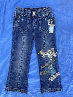 Jeans Vintage Bebé Phat Niñas Talla 3T Bordados Fabulosos Divertidos Jeans Y2K Nuevos Foto 1 de 4