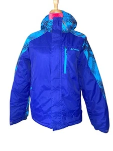 Columbia Blue Plaid Hooded Lined Coat Jacket Full Zip Youth Sz XL 18/20 - Picture 1 of 13