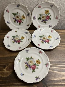 Vintage Mitterteich Porcelain Meissen Floral 5pc Saucers Lot Germany Bavaria 6” - Picture 1 of 6