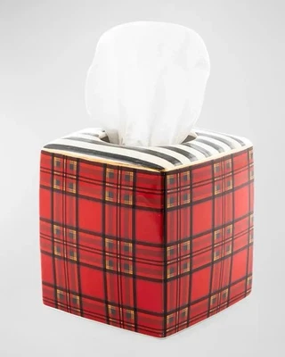 Mackenzie-Childs Tartan Red Boutique Tissue Box Cover NEW - Image 1 of 2