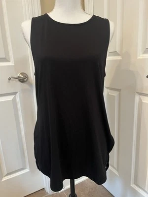 Camiseta sin mangas Sweaty Betty M negra gris acento forrada espalda agotada larga longitud fluida Foto 1 de 4