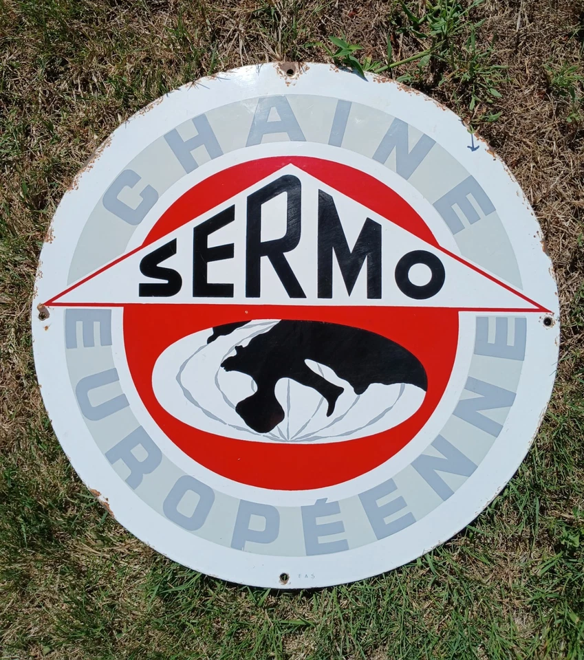 Rare Ancienne Plaque émaillée SERMO mode magasin vintage 1960s EAS Enamel Sign - Photo 1/4